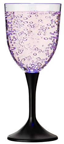 Ultra 1 LED Light Up Wine Glass - Plastic Wine Glasses for Red, White, Cocktails, Gin - Novelty Champagne Flutes - Ideal for Light Up Presents