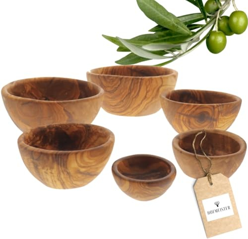 HOFMEISTER® Lot de 6 bols en bois d'olivier 16,5 cm