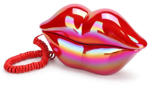 FOLOSAFENAR Rouge Bouche Téléphone, Filaire Sexy de Téléphone Fixe Rose À La Mode Nouveauté Intéressant Téléphone pour Décorer Le Bureau et Envoyer des Amis (Rouge)