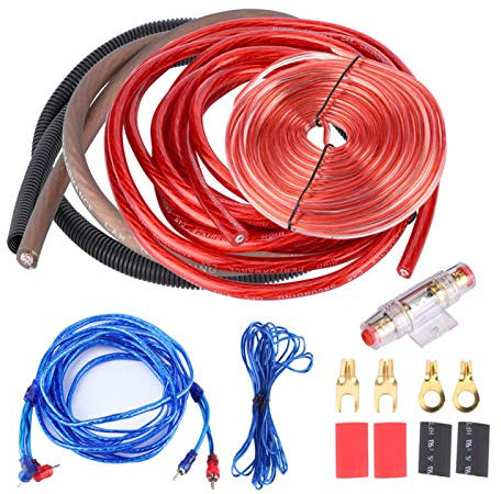 Ymiko 4 Guage 2800W Car Audio Kabel-Set - 517 cm Stromkabel, Cinch-Verbindungskabel, Sicherung - Kompatibel mit Auto-Verstärkersystemen, Autolautsprechern und Autotieftönern mit Cinch-Steckern