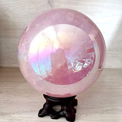 caihuashopping Fotokugel Natürliche Kristallpulver Rose Quarz Point Fit Ball Galvanisieren Kristall Ball Magie Reiki Geschenk Dekoration Stein Glaskugel Fotografie (Color : 1pcs, Size : 70-80mm)
