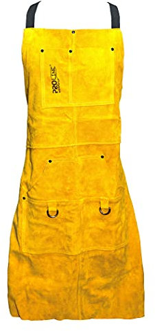 UFO Grembiule per Saldatura in Pelle Bovina con 6 Tasche per lavoro Con Utensili Pesanti Saldatore, Misura Regolabile M-XXL