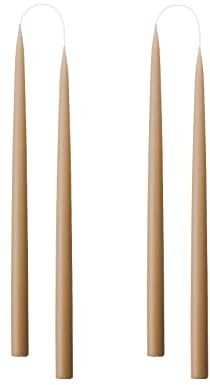 Kunstindustrien® Tapered Candles, Made in Denmark, 42 Colours Available, Dripless & Smokeless Dinner Candles, Solid Candles Long Burning 15 Hours, Unscented Candle Gift Set, 4pcs. 2.2 x 35cm (Nougat)