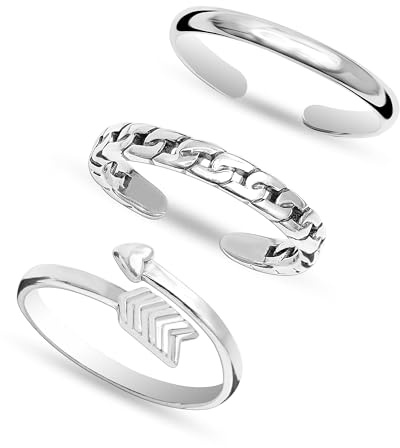 LeCalla 925 sterlingsilver, minimalistiska tåringar set lätta enkla antika öppna justerbara tåringar för kvinnor, Verstelbaar, Sterlingsilver, Ingen ädelsten