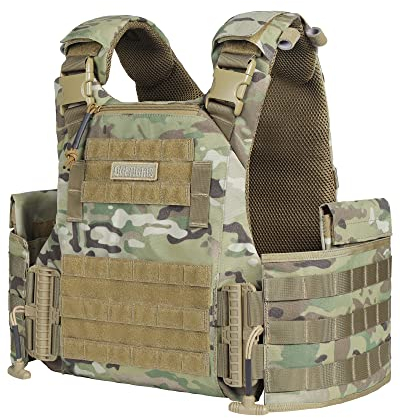 OneTigris FYR Plattenträger, Taktische Plate Carrier Schnellverschluss-System Airsoft Weste, Verstellbarer MOLLE Platten Träger Brustschützer für Paintball Polizei Softair