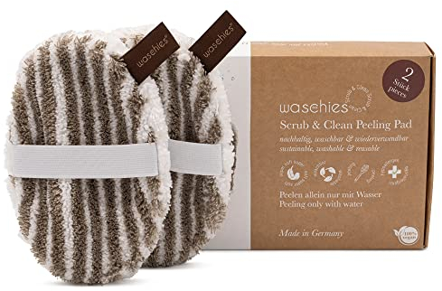 Waschies doppelseitige Gesichtsreinigungspad/Peeling Pads – 2er-Set – sanftes Peeling & porentiefe Reinigung – waschbar, wiederverwendbar & nachhaltig - hypoallergen und geeignet für alle Hauttypen