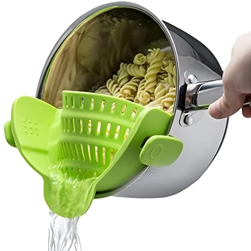 Lebensmittelsieb, Lebensmittelsieb für Spaghetti, Küche Gizmo Snap N Strain Topfsieb (grün)