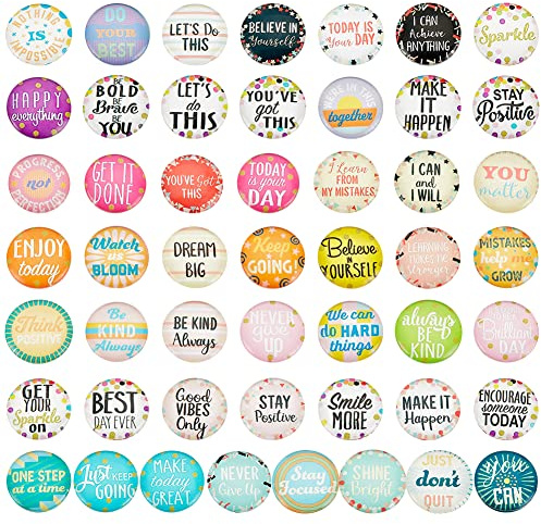 PandaHall 50 Stück Inspirierende Wort Glas Cabochons 25 mm Flatback Dome Cabochons Runde Bedruckte Cabochon Fliesen Für Foto Anhänger Basteln Schmuckherstellung Abschlussgeschenk