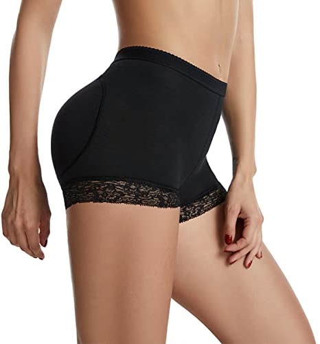 Kuukaas Calzoncillos Butt Lifter para mujer, con acolchado extraíble, S-3XL, Negro , M
