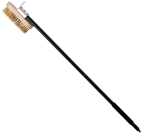 für Ofenbürste, Grillbürsten-Set, Griff, 40 cm, verstellbarer Bürstenkopf, Pizzasteinbürste mit Messingborsten, Ofenreinigung