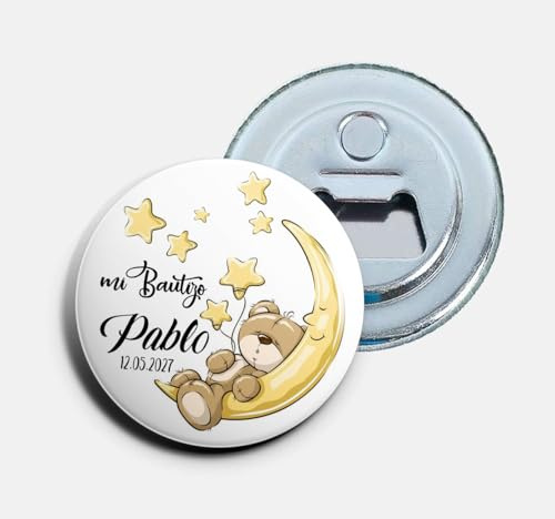 Chapas Abrebotellas con imán personalizadas para Bautizos | Bear (25)