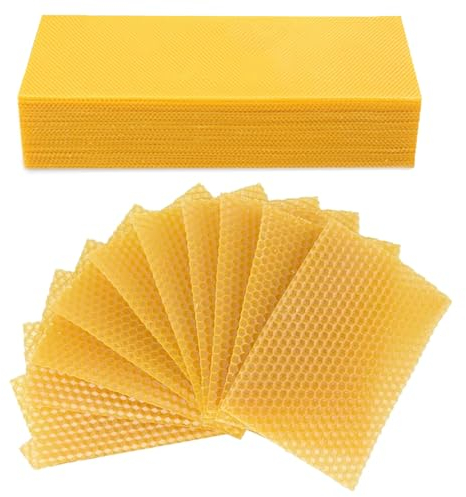 6 Pezzi Fogli di Cera D'api,20 x 15cm Lastre di Cera D'api Kit per la Creazione di Candele,Piatti in Cera D'api per Candela Artigianato candele al Miele Fai Da Te Creme Cosmetici,Lucidatura di Mobili