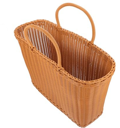 FONDOTIN 1stk Korb Palmtasche Weiden Tasche Haushalt Zubehör Tasche Palmblatt Tasche Beach Shopper Strohbeutel Strand Handtasche Gewebte Tasche Sommer Tote Lagerregal Ländlich