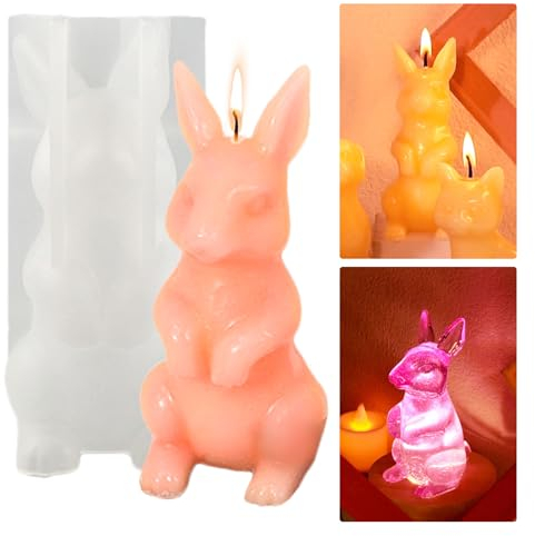 Stampo in silicone per conigli pasquali, per conigli pasquali, in resina epossidica, per Pasqua, coniglio, in silicone, per versare candele, cemento, sapone fai da te