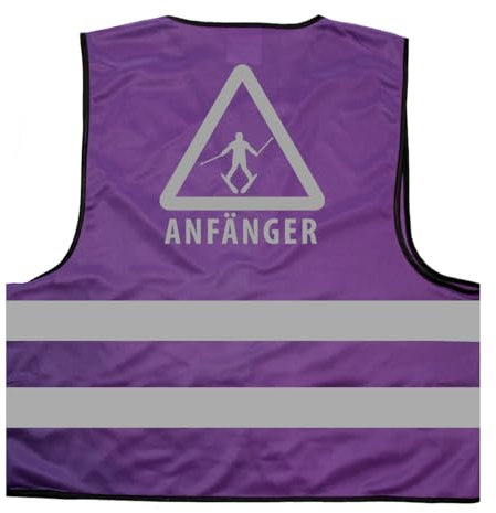 Ski Anfänger Warnweste BZW. Signalweste mit reflektierendem Aufdruck - Größe L/XL, Lila
