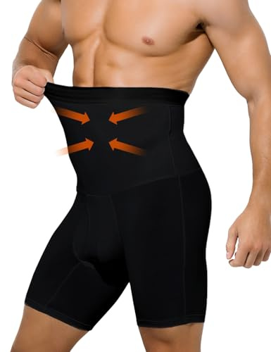 Casey Kevin Shapewear boxershorts för män mage väg byxor män kompression underbyxor undertröja hög midja magkontroll shorts, A1-svart, XL