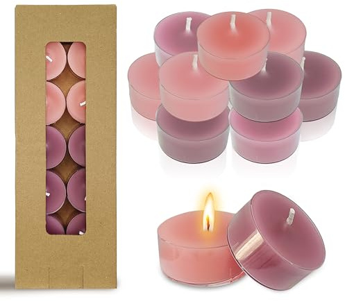 Scented Tealight Candles - 24 Pack Pink Tea Light Candles Pleasant Fragrance Candle Small Candle 6 Hour Burn Time Tea Candles for Home Decor Birthdays Weddings Parties Holiday