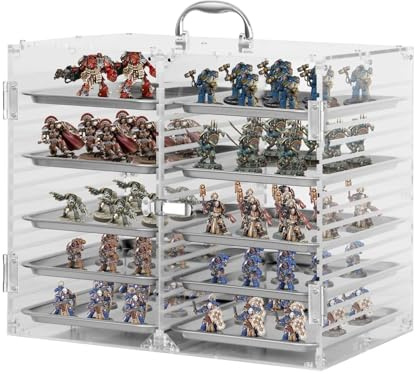 Miniatur Sammelobjekthülle aus transparentem Acryl mit Schutztür, kompatibel mit Warhammer 40k, DND und mehr (Extra Large)