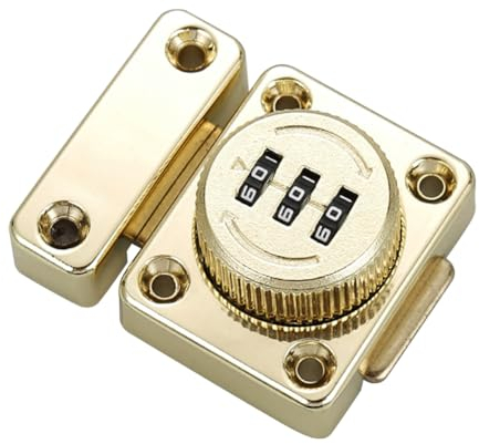 Fiorky Passwortschloss, 3-stellige Türsicherheits-Türschnalle, Diebstahlsicherung, Zahlenschloss, Riegel ohne Stanzkombination for Schrank, Kleiderschrank, Schublade (Gold)
