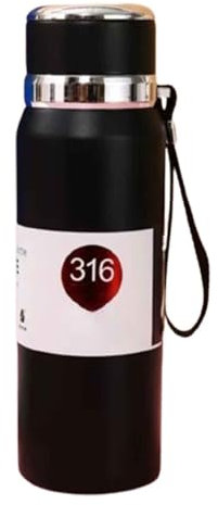 Mug Isotherme Gourde Fille Garcon Gourde Isotherme Bouteille Isotherme Flasques Inox Tasse Alimentaire Chaud Sport Carafe Avec Infuseur Acier Inoxydable Portable (800ML,black)