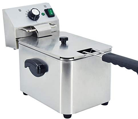 TAIMIKO Friteuse Électrique Professionnelle Friteuse Inox Cuve amovible(4L, 2500W, 220V, poignées latérales, thermostat)