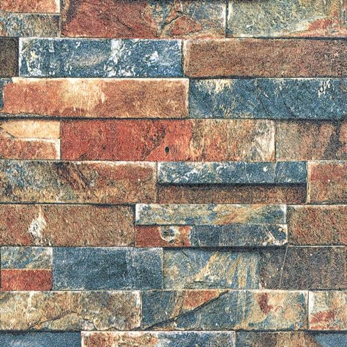 VEELIKE Brick Wallpaper Peel and Stick Retro Stone Wallpaper for Walls Backdrop Backsplash Industrial Brick Wall Effect Wallpaper for Bedroom Living Room Faux 3D Brick Wallpaper Removable 40cmx300cm