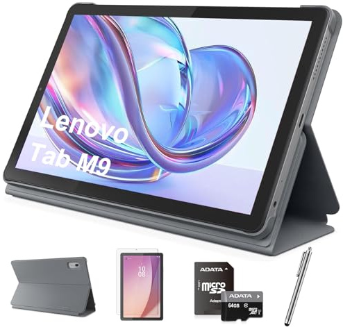 Lenovo Tab M9 - Tableta HD de 9 pulgadas, procesador Media Tek Helio G80 de 8 núcleos, Android 12 o posterior, 3 GB de RAM, 32 GB de almacenamiento, Dolby Atmos, Wi-Fi, Bluetooth, USB-C, gris, con