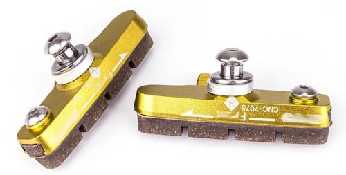 FWRCCMJ Rennrad Sattel Bremsbeläge Austauschbare Gummi CNC Aluminium Shell 1 Paar Block Leichte Bremsschuhe for Carbon Teil(Gold for Carbon)