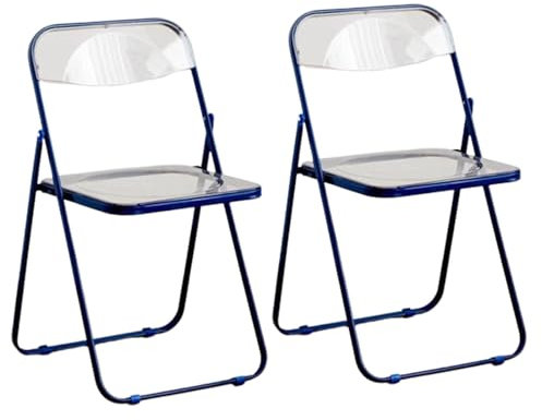 Moderner transparenter Klappstuhl mit Metallbeinen, transparenter Acrylsitz für moderne Wohnräume, leicht und stabil, trägt bis zu 136 kg, ideal für verschiedene Anwendungen, platzsparendes Design.