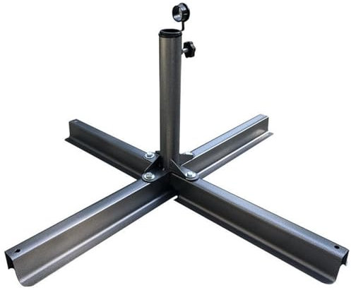 Pied de parasol d'extérieur en métal robuste avec base en croix noire pour jardin, plage, parasol, arbre de Noël