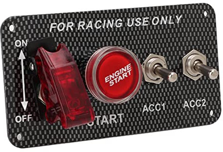Pannello interruttori di accensione 12V 40A Kit pannello interruttori a levetta da corsa con pulsante di avvio motore Interruttore a bilanciere universale in stile fibra di