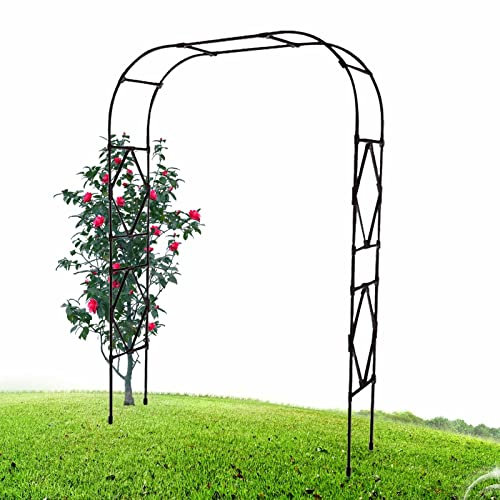 Arche de jardin en métal noir pour plantes grimpantes - Arche robuste en forme de losange pour roses et vignes - Assemblage facile - 210 cm de hauteur - 2,8 x 2,4 m - Pour améliorer votre décoration