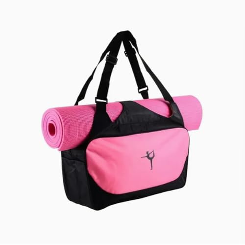 RTMYOR (Senza Tappetino) Borsa Yoga con Supporto per Tappetino, Borsa Sportiva a Tracolla Multicolore, Borsa da Palestra in Nylon a Grande Capacità per Fitness e Danza (Rosa)