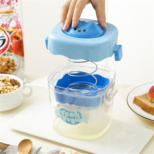 Entgoinggo Griechischer Joghurtbereiter zum Selbermachen mit Druckfiltration, feinmaschiges Sieb für hausgemachten cremigen Joghurt und Käse, kompaktes Design (blau)
