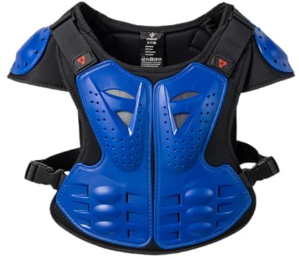 SZLIFE Gilet da motociclista con protezione per il corpo, pettorina, spalle, schiena, per da strada, per bambini all'aperto, Blu