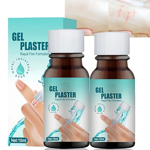 2PCS Liquid Plaster Quick-Dry Gel,Transparent Skin Glue for Wounds,New Skin Liquid Plaster,Waterproof,Quick Drying Protective Film Wounds,Breathable Quick Dry, Promotes Faster Natural Treatment