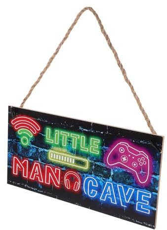 JUMPLAWN Wooden Neon Game Room Door Sign 6x12 Inches Boys Gaming Wall Decor Boys Bedroom Accessories Gamer and Girls Playroom Decoration