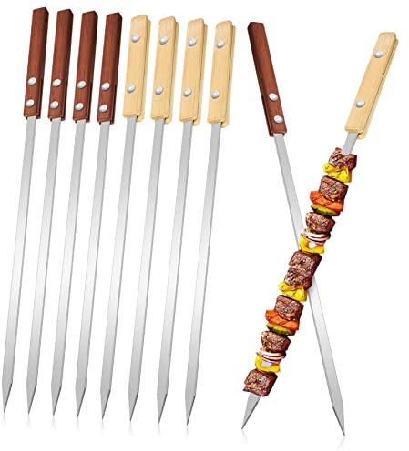 Milisten 12pezzi Spiedini Per Barbecue in e Legno Con Manico Antiscivolo Facili Da Pulire e Riutilizzabili Per Barbecue All Picnic e