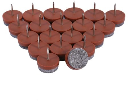 Greensen Felt Glider Nail, Almohadillas para Sillas Round Furniture Protectors, Easy to Install, Ideal, Patas De Mesa for Chairs and Tables, Pack of 20 (Brown)