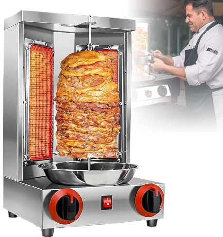 Máquina Para Cocinar Pollo Shawarma, Capacidad De 5Kg, Parrilla Para Shawarma Con 2 Quemadores, Asador Vertical Eléctrico De Acero Inoxidable, Para Uso Doméstico Y Comercial