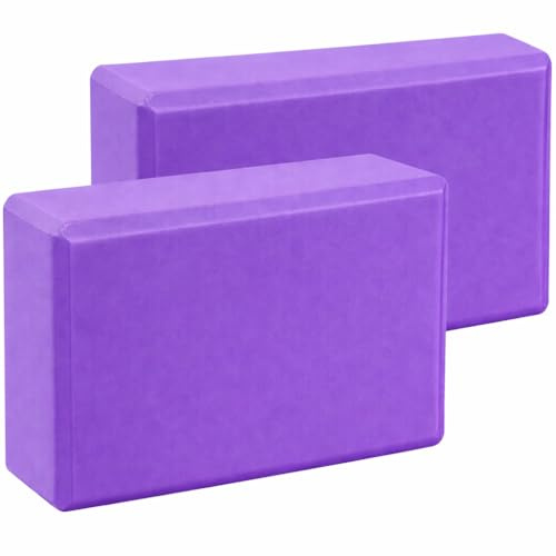 2Pcs Yoga Blocks – Anti-Slip Foam Gym Bricks for Pilates, Stretching & Fitness | Lightweight, Durable & Travel-Friendly Yoga Accessories for Exercise & Practice (Pair of Purple, 23 x 15 x 7.5 cm)