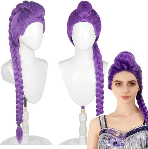 Perruque ru-mi k po-p demon hunter,Anime Cosplay Wig - Perruques Déguisement Hun-ters Anime Cosplays Wig Pour Halloween Et Carnaval (violet) (violet)