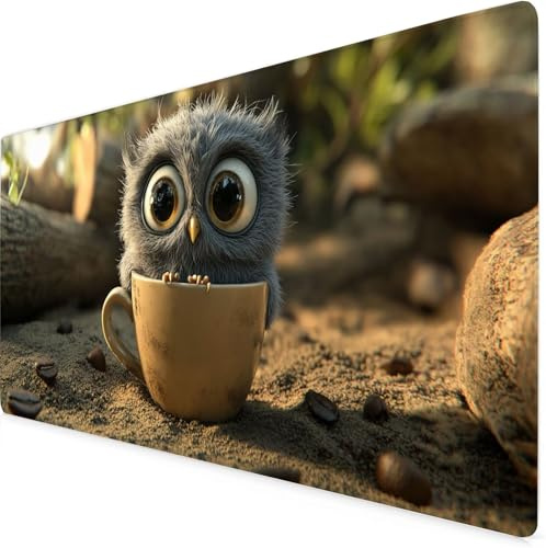 Bird Gaming Mouse Pad Cup Large Mouse Mat Comfortable Mousepad with Smooth Cloth Surface, Textured Wear Resistant, Improved Precision and Speed, Mousemat 800x400x3mm, Desk Accessories for Men K7-864