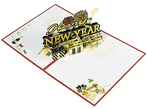 Biglietto di auguri 3D pop-up per Capodanno, Natale, compleanno, con busta