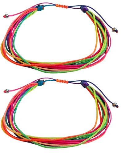 MYSTIC JEWELS Flerfärgad vänskapsarmband, 2 st hantverk, justerbara, regnbågsdesign, inklusive 2 presentpåsar