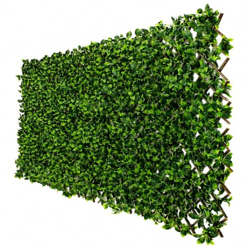 HAVENURA Expanding Artificial Trellis Fake Laurel Leaf Hedge Garden Privacy Screening 1m x 2m (1 Pack)