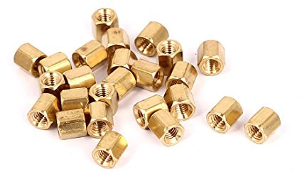 sourcing map 25 Stück M3 x 5mm Innengewinde Messing Sechskant Abstands Bolzen Abstands Mutter