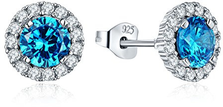 JO WISDOM Ohrstecker Silber 925 Damen Runde Ohrringe Stecker mit 3A Zirkonia Kristall,Schmuck für Frauen
