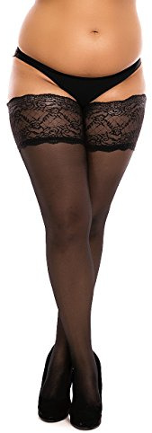 BIGGI BIG Lace 20 halterlos Strümpfe Große Größen-schwarz-48-50