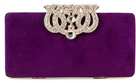 Pochette da donna in velluto a forma di corona, pochette da sera, cocktail, matrimoni, feste, pochette (viola), Viola, Small